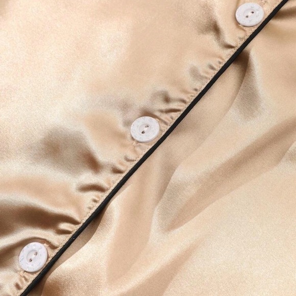 Women's Satin Pajama Set - Gold Size 12 XL - Picture 6 of 8